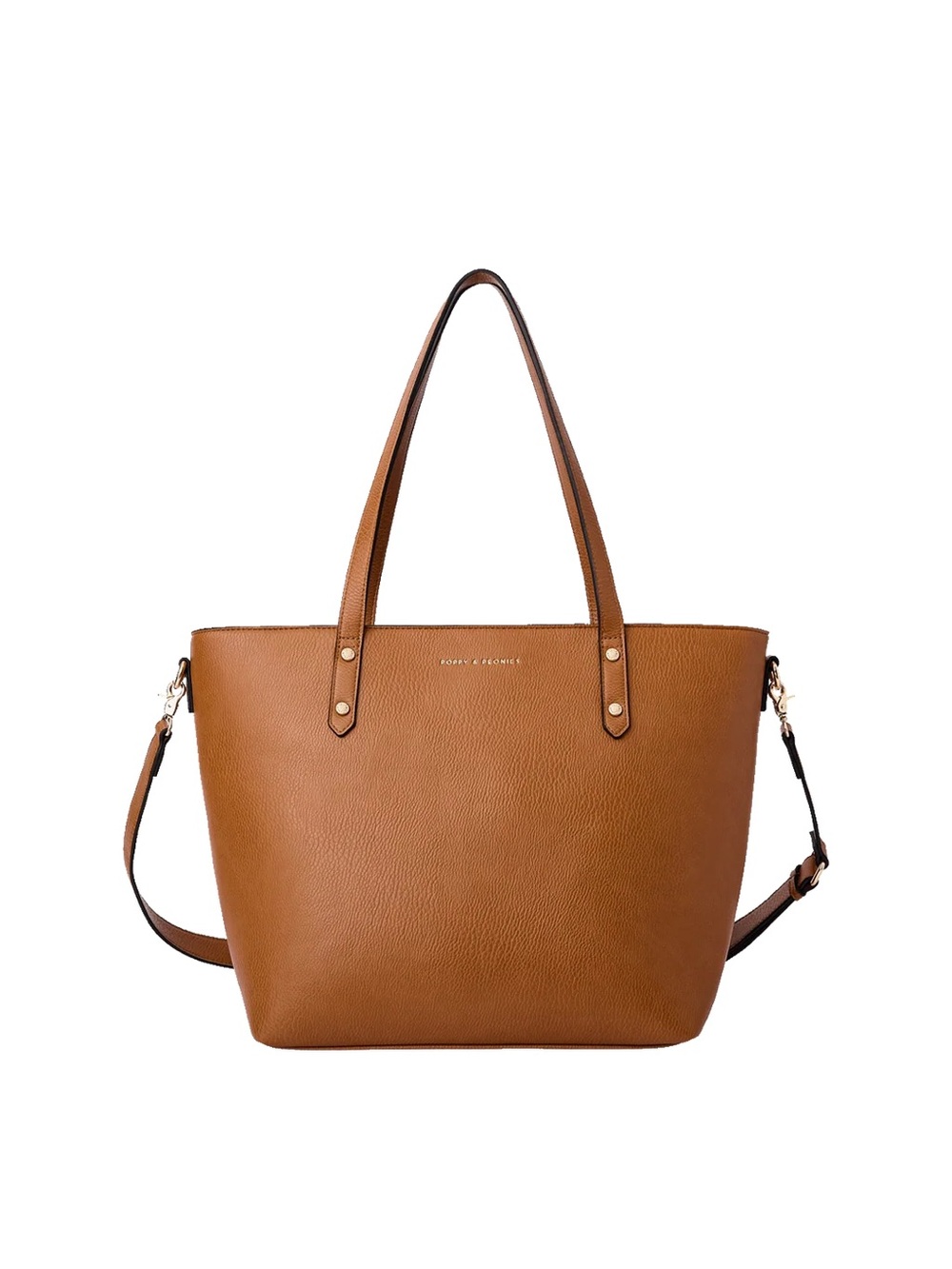 Poppy & Peonies Cognac Pebble Leather Tote